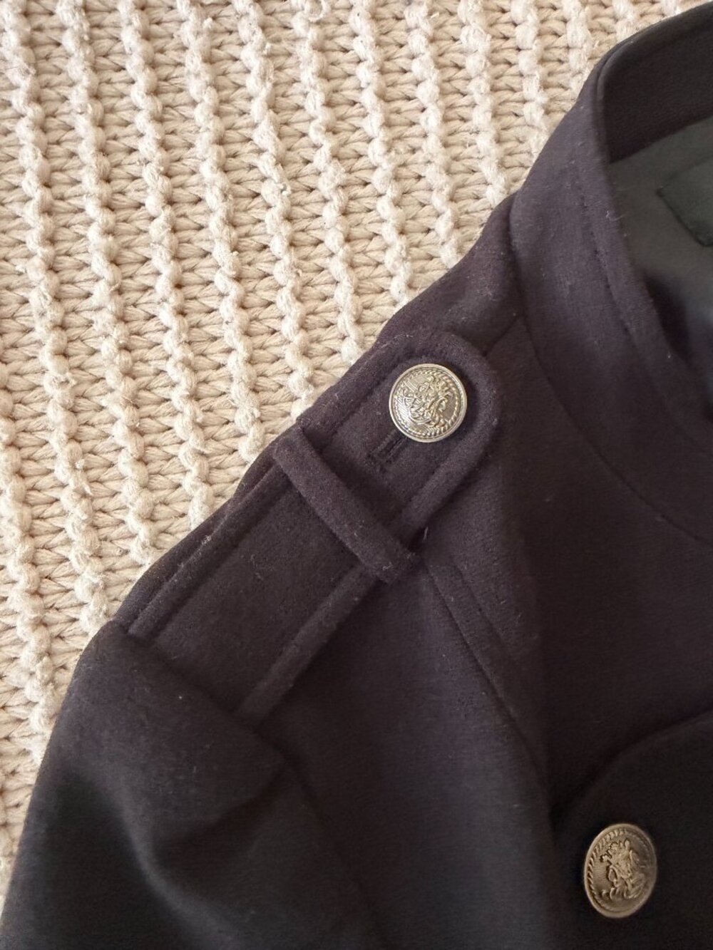 Vintage Forever 21 Black Military Style Blazer Jacket w Silver Buttons - Size L - Picture 6 of 6